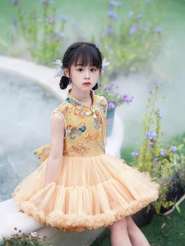 y1287 - CNY Big Ribbon Cheongsam Dress