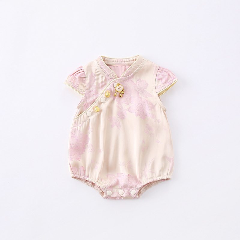 y1316 - CNY Pink Peony Romper / Dress - 图片 2