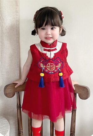 y1240 - CNY Chinese Style Red Dress - 图片 2