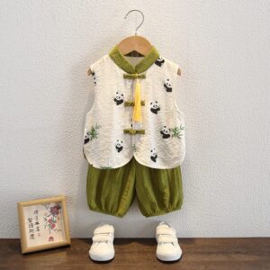 y1235 - CNY Style Panda Outfit For Baby Boys Set & Dress - Image 9