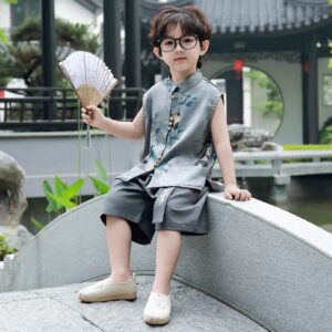 y1302 - CNY Grey Blue Panda Suit - Image 5