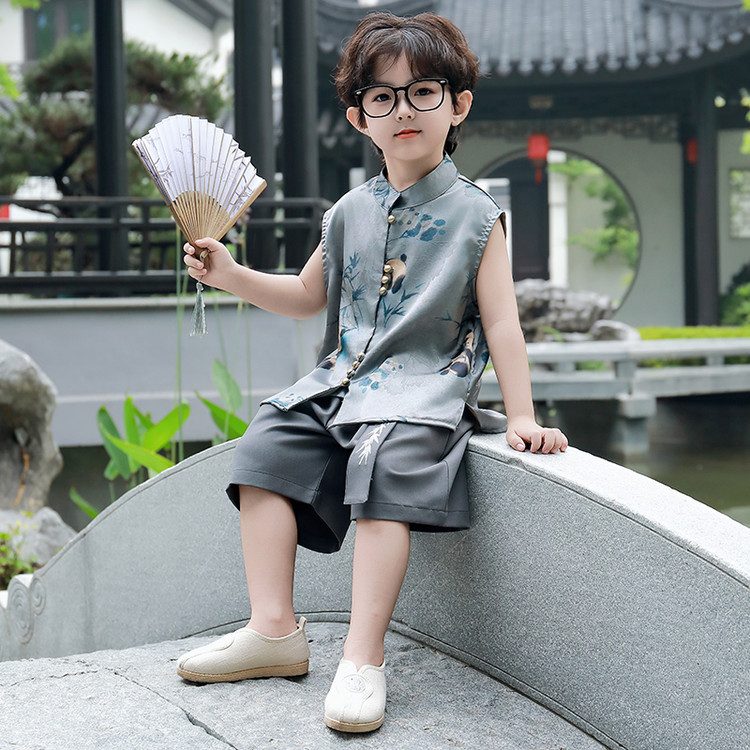 y1302 - CNY Grey Blue Panda Suit - Image 5