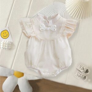 y1293 - CNY Plum Bossom Flying Sleeves Romper - 图片 3