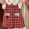 y1256 - Unique Girls Red Plaid Dress - 图片 1