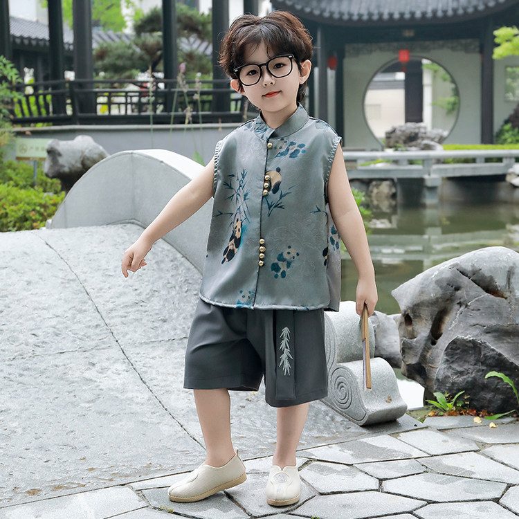 y1302 - CNY Grey Blue Panda Suit - Image 6