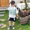 y1250 - CNY Three-Piece Short-Sleeve Tang Suit With Vest - Image 4