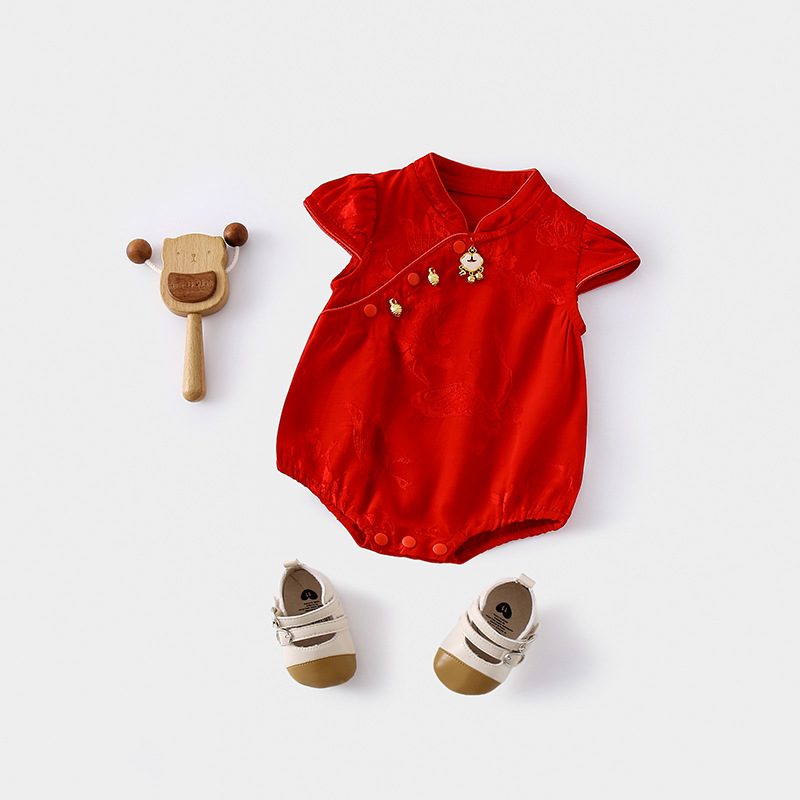 y1315 - CNY Red & Yellow Butterfly Dress / Romper - 图片 7