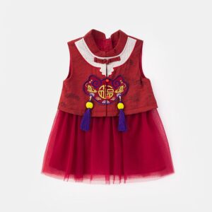 y1240 - CNY Chinese Style Red Dress - 图片 5