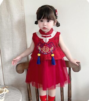 y1240 - CNY Chinese Style Red Dress - 图片 4