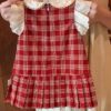 y1256 - Unique Girls Red Plaid Dress - 图片 3