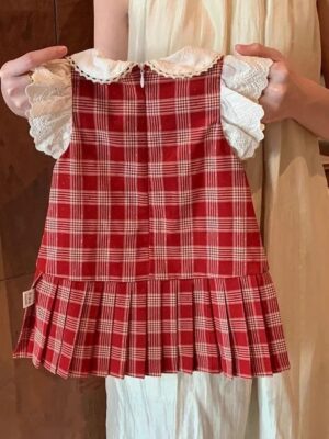 y1256 - Unique Girls Red Plaid Dress - 图片 3