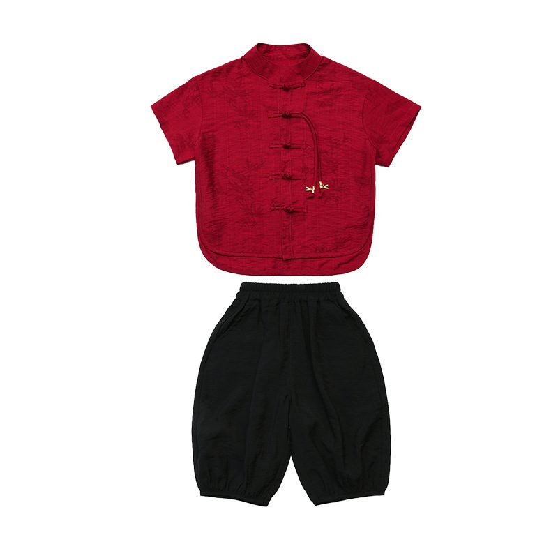 y1300 - CNY Red Bamboo Cheongsam Suit - 图片 5