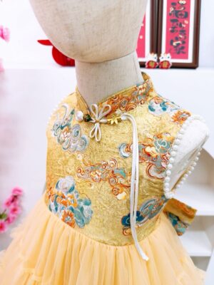 y1287 - CNY Big Ribbon Cheongsam Dress - 图片 6