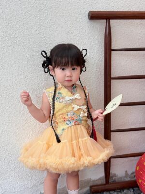 y1287 - CNY Big Ribbon Cheongsam Dress - 图片 16