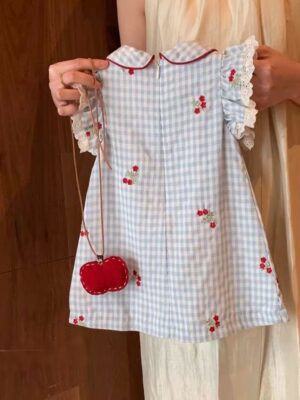 y1255 - Unique American Style Girls Plaid Tank Dress - Image 3