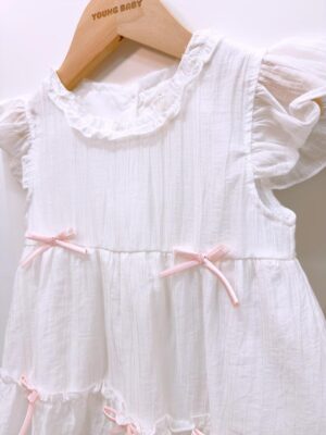 y1356 - White & Pink Ribbon Dress - 图片 5