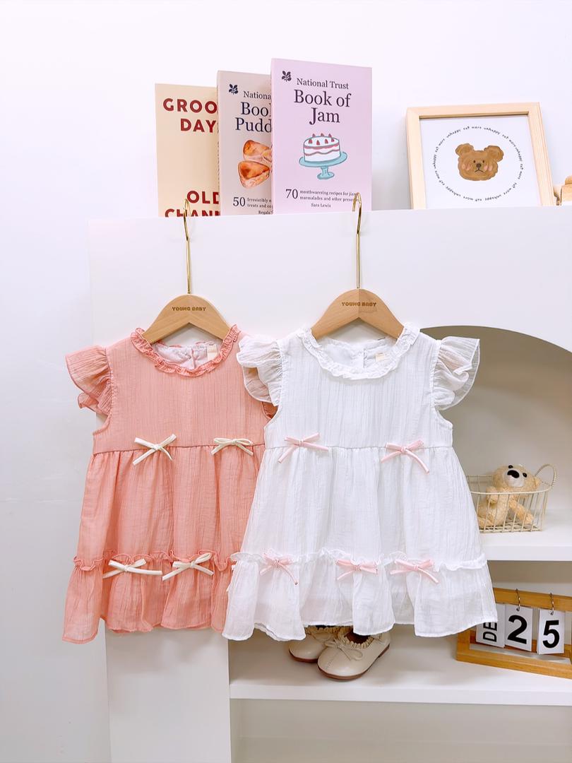 y1356 - White & Pink Ribbon Dress