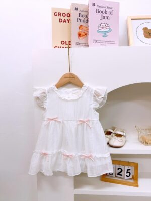 y1356 - White & Pink Ribbon Dress - 图片 2