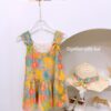 y1358 - Colorful Flower Lace Dress With Hat - 图片 1