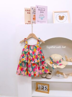 y1359 - Colorful Tulip Dress With Hat