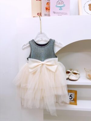 y1360 - Grey White Mesh Dress