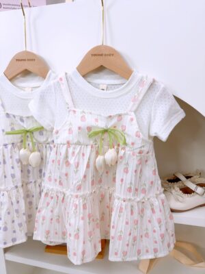 y1361 - Color Tulip Dress Faux Two-piece Dress - 图片 4