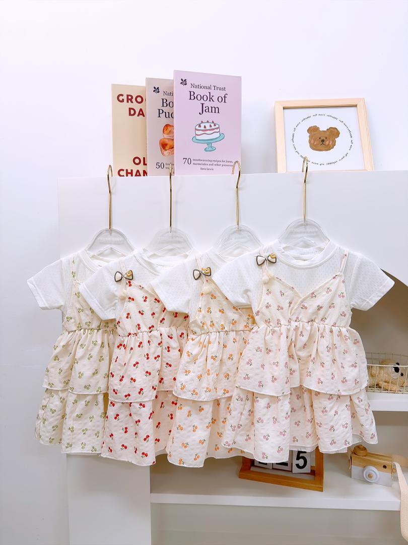 y1362 - Color Cherry Faux Two-piece Dress