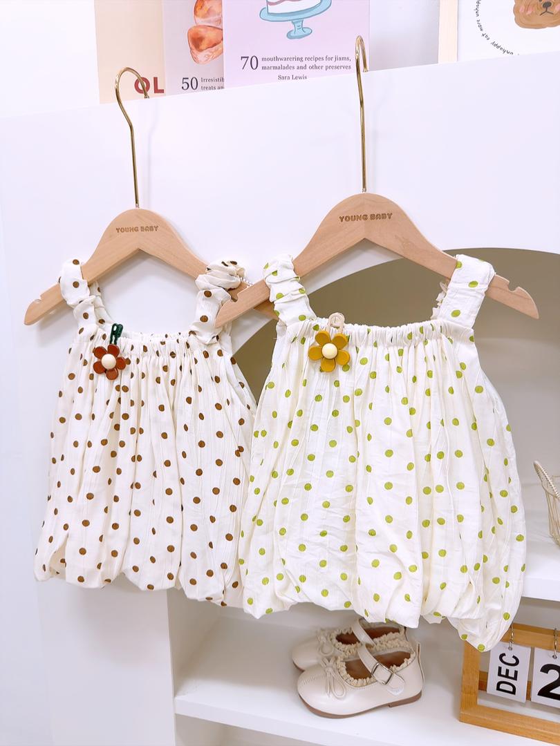 y1366 - Brown & Green Polka Dot Camisole Top