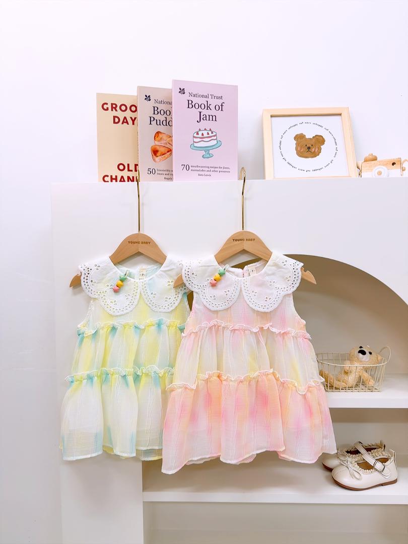 y1369 - Lace Doll Collar Gradient Dress