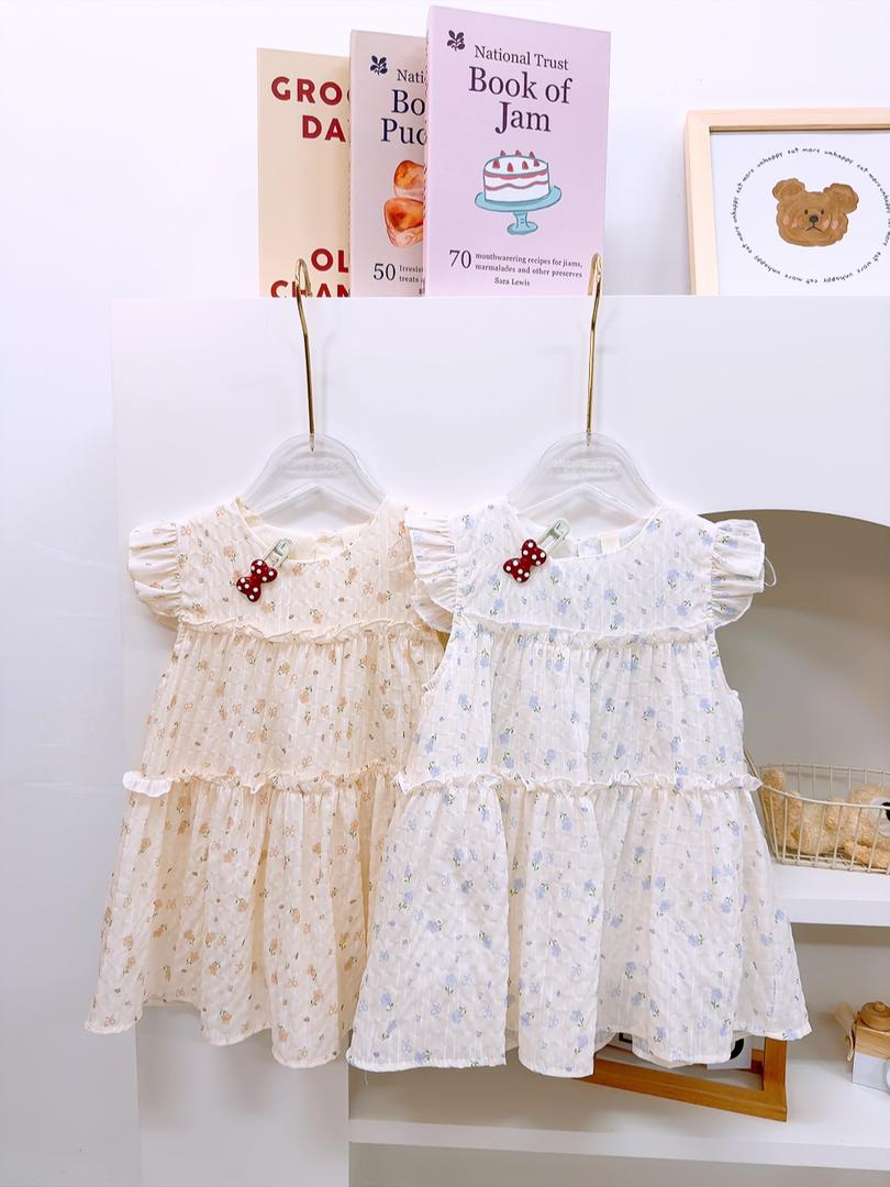 y1370 - Mini Flower Flying Sleeves Dress