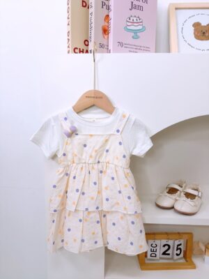 y1371 - Color Polka Dot Faux Two-piece Dress - Image 4