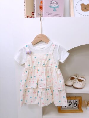 y1371 - Color Polka Dot Faux Two-piece Dress - Image 5