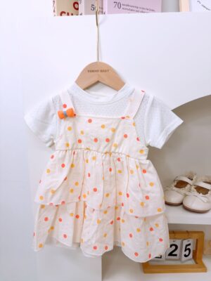 y1371 - Color Polka Dot Faux Two-piece Dress - Image 6