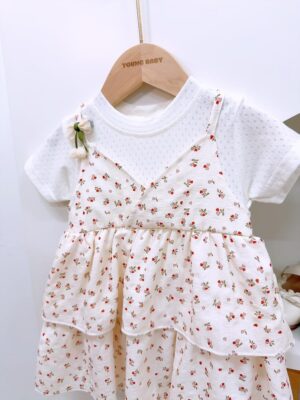 y1372 - Floral Faux Two-piece Dress - 图片 5
