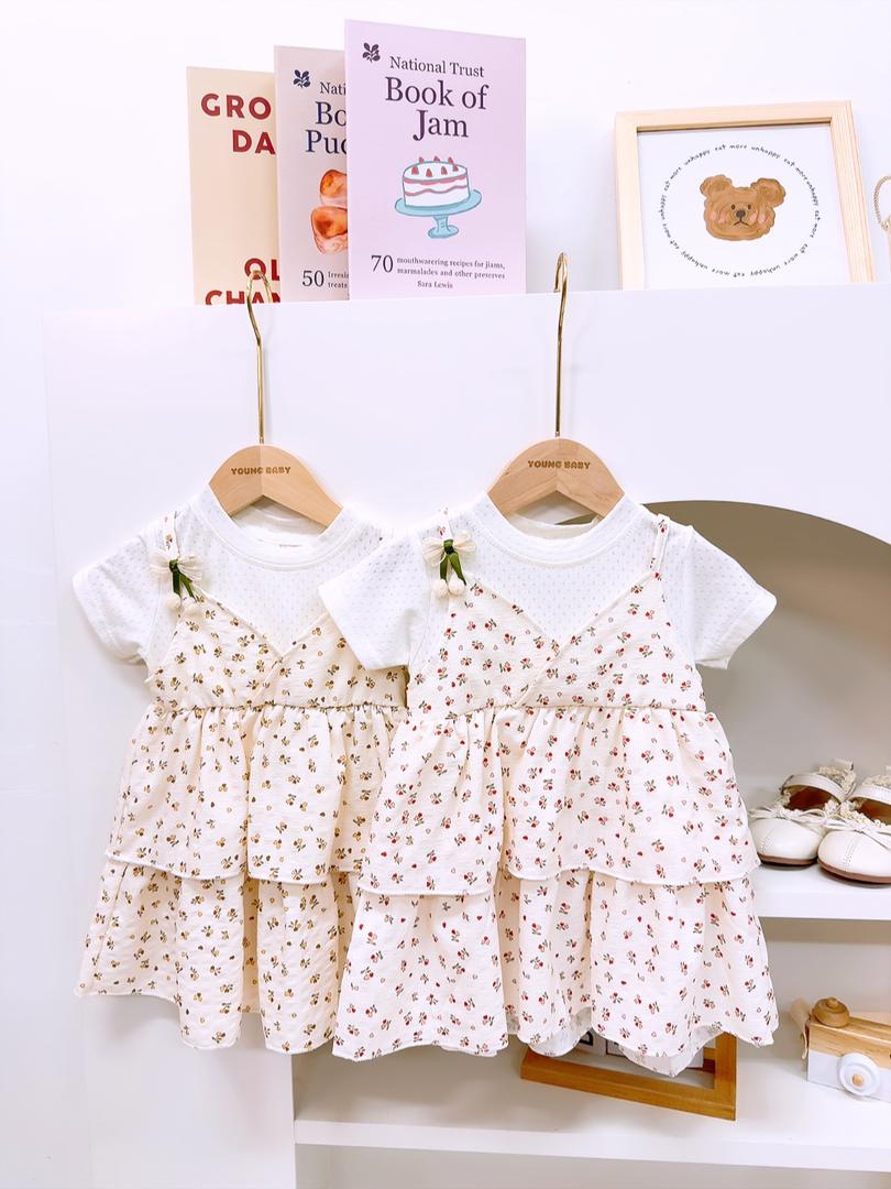 y1372 - Floral Faux Two-piece Dress