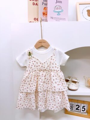 y1372 - Floral Faux Two-piece Dress - 图片 3