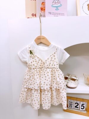 y1372 - Floral Faux Two-piece Dress - 图片 4