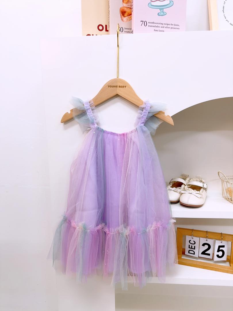 y1373 - Purple Mesh dress