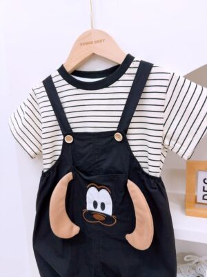 y1382 - Stripe 3D Dog Overall Set - 图片 2