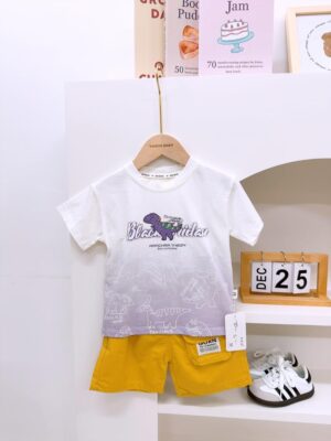 y1383 - Dinosaur Yellow Short Pant Set - 图片 3