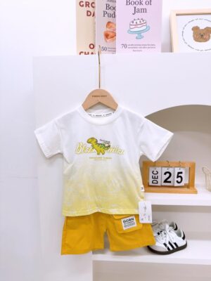 y1383 - Dinosaur Yellow Short Pant Set - 图片 4