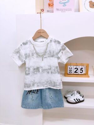 y1387 - Fashion Blending Short Jean Set - 图片 4