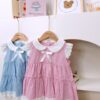 y1393 - Doll Collar Plaid Lace Dress - 图片 3