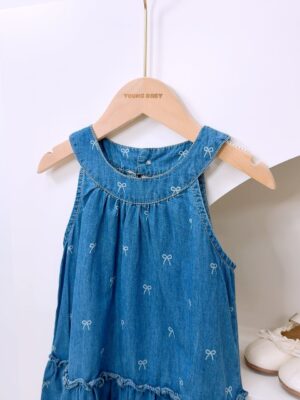 y1431 - Denim Ribbon Halter Neck Dress - 图片 2