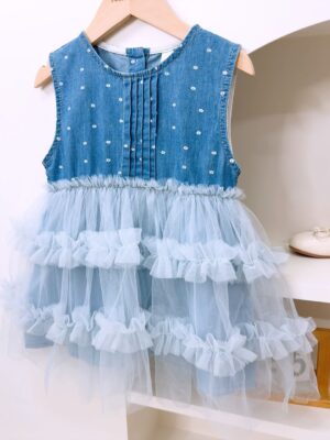 y1432 - Denim Mesh Dress - 图片 2