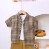 y1436 - Color Plaid Shirt 3 in 1 Set - 图片 2