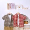 y1436 - Color Plaid Shirt 3 in 1 Set - 图片 1
