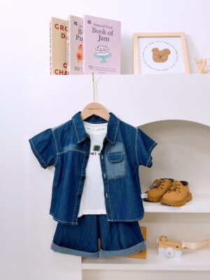 y1441 - Blue Denim 3 in 1 Set - 图片 1