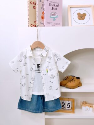 y1443 - Bear Printing 3 in 1 Set - Image 2
