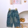 y1447 - Big Pocket Blue Denim Pants - 图片 1